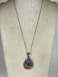 Never Worn Sterling Silver Necklace Chain Abalone Shell Still Has Store Tags 17' Long