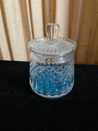 Cut Glass Candy Jar With Glass Beads