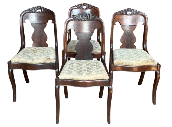 Gorgeous  Tiger Maple Curved Back Dining Chairs, Set Of 4