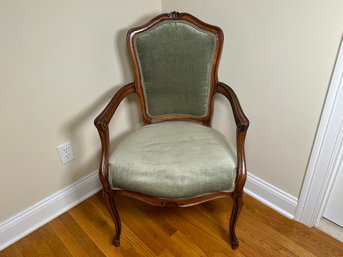 Antique Green Upholstered Arm Chair