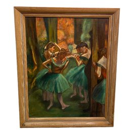 Vintage Degas Style JP Vonnsky Original Oil On Canvas, Ballerinas