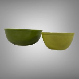 Two PYREX Green & Light Green Mixing Bowls