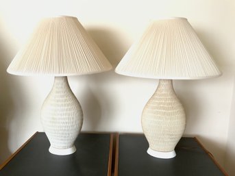 Pair Of High Modern Ceramic Table Lamps