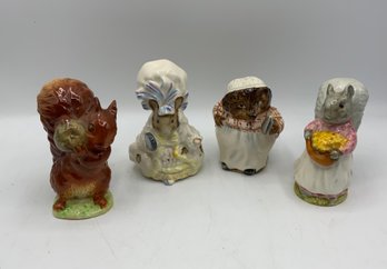 4 Vintage Beswick Figurines ~ Squirrel Nutkin, Lady Mouse, Mrs Tiggy Winkle & Goody Tiptoes ~