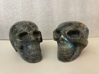 Pair Of Labradorite Skulls, 2 Lb 2oz & 1 Lb 15.2oz