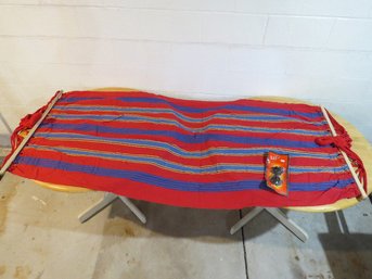 Funky & Colorful Out Door Cloth Hammock In Reds & Blues W/hardware