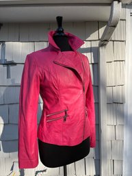 A Buttery Soft Fuscia Leather Jacket - Nordstrom Petite Medium