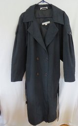 A Women's Black Belted Trench Coat By Misty Morn - Size 9