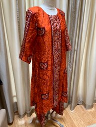Orange Silk Batik Set