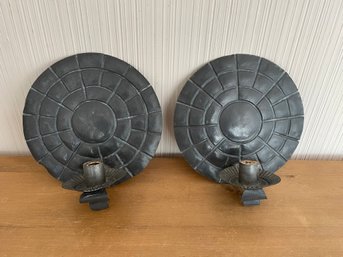 Pair Of Tin Candle Wall Sconces