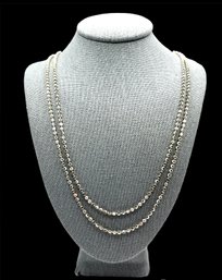 Italian Milor Sterling Silver Long Beaded Chain Necklace