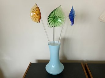 Three 28.5-inch Handblown Flowers