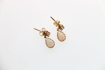 14k Opal And Diamond Earrings