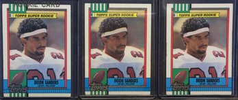 (3) 1990 Topps Deion Sanders Rookie Cards - K