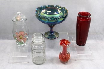 Vintage Glass Lot Carnival Bowl And More