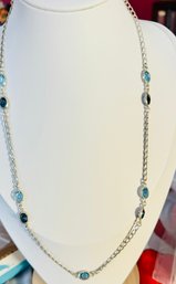 DESIGNER MILOR ITALY STERLING SILVER LIGHT & DARK BLUE STONE NECKLACE