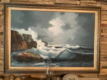 OIL PAINTING OF A SEASCAPE BY K SOUREN