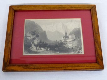A Nicely Framed C.1841 Steel Engraving By C.T. Dixon Called -  Italy, Cormayor Valley Of Aosta