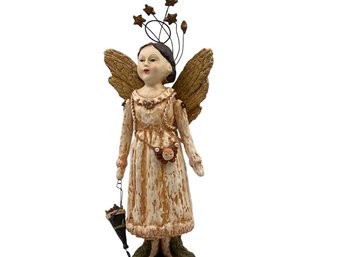 Vintage Style Angel With Jointed Arms, Rosy Cheeks & Posable Star Halo. Very Sweet!