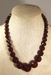Vintage Amber Bakelite Faceted Beaded Necklace 15' Long