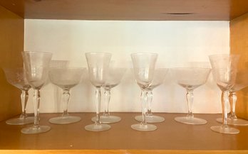 Ten Etched Cocktail Stems