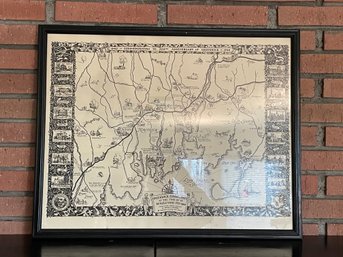 VINTAGE 1940 MAP OF GREENWICH CT AT TIME OF REVOLUTION