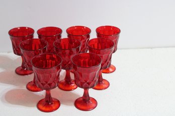 9 Red Ruby Wine Glasses