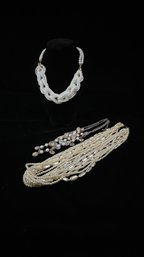 Bulky Layered Pearl Necklaces