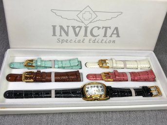 Fantastic Brand New $495 Ladies INVICTA Lupah Special Edition - Art Deco Style Watch With (5) Leather Straps