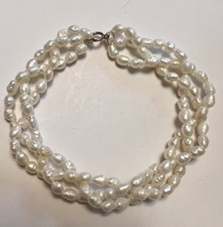 BRAIDED FRESHWATER PEARL 14K CLASP BRACELET