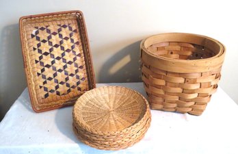 Lot Of Baskets & 6  Wicker Plate Holders