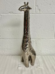 Jaru Style Metallic Silvered Art Giraffe Mid-Century Sculpture 17' Tall