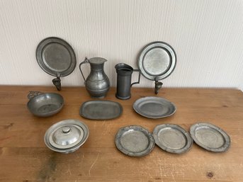 Collection Of Pewter Plates Sconces Jugs Royal Holland International