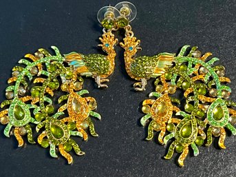 Large Peacock Earrings