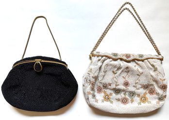 2 Vintage Beaded Handbags Handmade In France
