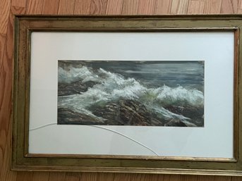 UNSIGNED WATERCOLOR AND GOUACHE SEASCAPE