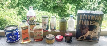 Vintage Cleaners- Bottles, Boxes & Tins- Woolite, Kirkman Flakes, Perma Starch, Sani White And More