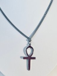 SIGNED THEDA STERLING SILVER EGYPTIAN ANKH NECKLACE