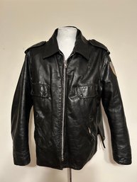 Vintage Leather Police Motorcycle Jacket