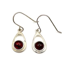 Vintage Sterling Silver Red Agate Stone Dangle Earrings