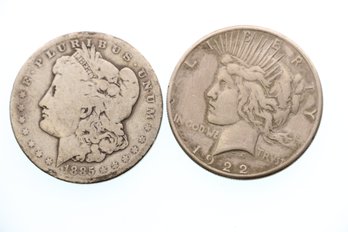 Silver Morgan Dollar And Peace Dollar