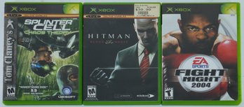3 Xbox Games Splinter Cell, Hitman, & Fight Night 2004