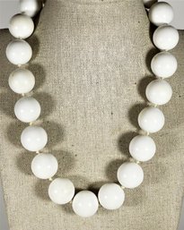 Large White Plastic Beaded Necklace Designer Les Bernard, Inc. 17' Long