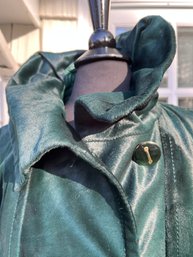 An Escada Calf Fur Belted Statement Coat With Ruffled Collar - Sz 34