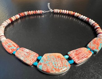 Beautiful Statement Necklace With Flat Navajo Stones