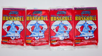 4 1988 Unopened Score Baseball Player Cards & Trivia Cards