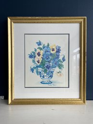 Pansy Print By Barbara Mock In Gold Frame