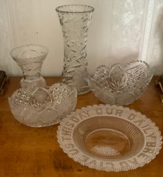 5 Pc Vintage Glass Lot