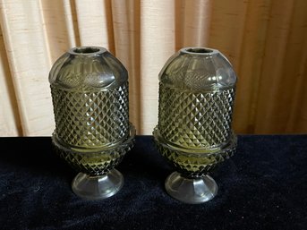 Vintage Green Viking Glass Fairy Lamp Candleholder