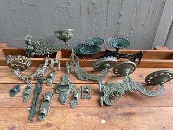 Collection Of Vintage Victorian Wall Mount Oil Lamp Holders.